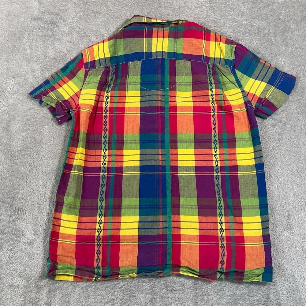 Ralph Lauren Boy's Size 7‎ Plaid Oxford Short Sleeve Button-Up Shirt Multicolor